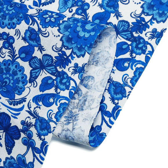 Ткань хлопок Гжель-11128, 125г/м?, 100% хлопок, шир.150см, цв.01 синий рул.42м