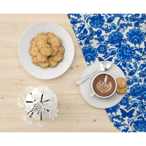 Ткань хлопок Гжель-11128, 125г/м?, 100% хлопок, шир.150см, цв.01 синий рул.42м