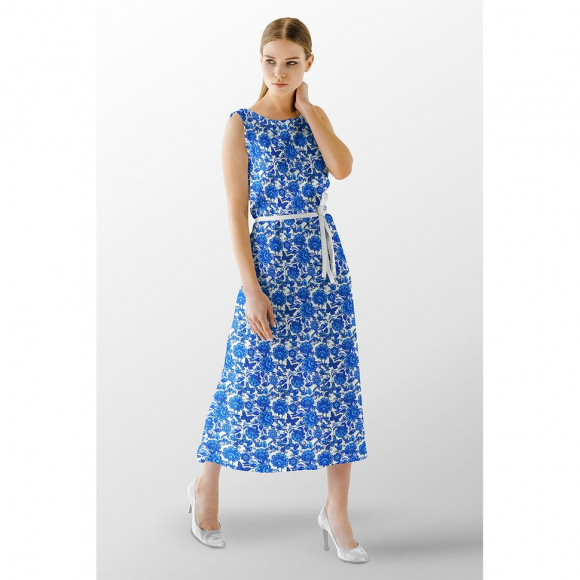 Ткань хлопок Гжель-11128, 125г/м?, 100% хлопок, шир.150см, цв.01 синий рул.42м