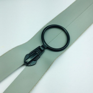 Молния водостойкая №7В6 одноцвет н/р 18см серый 132 черное кольцо
