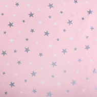 Ткань ранфорс с глитером Звездочки, арт.WH 20557-v05, 130г/м?,100% хлопок, шир.240см, цв.розовый/серебро, уп.10м