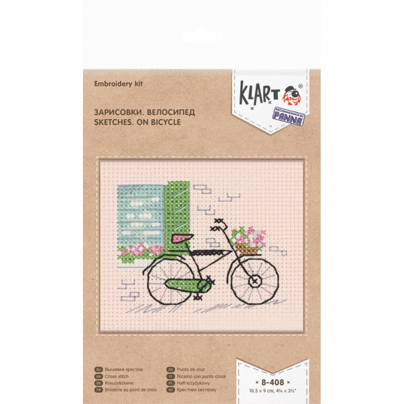 Набор для вышивания KLART арт. 8-408 Зарисовки. Велосипед 10,5х9 см
