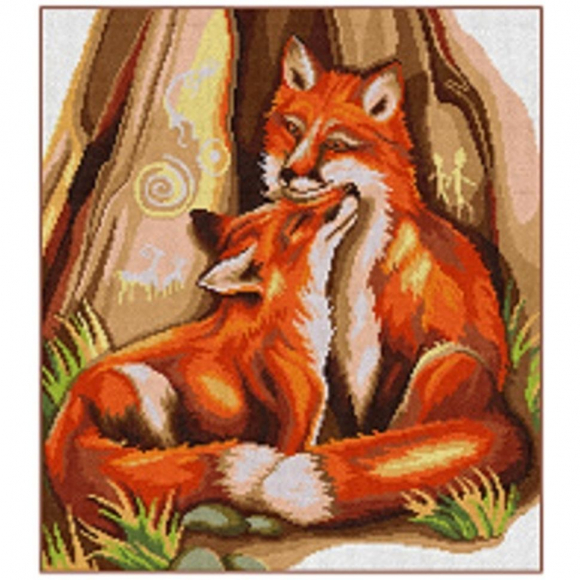 Набор для вышивания мулине НИТЕКС арт.А-0008 Огненные лисы 28х31 см