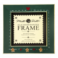 101551_Рамка деревянная цвет зеленый с ручной росписью