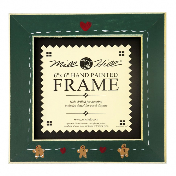 101551_Рамка деревянная цвет зеленый с ручной росписью