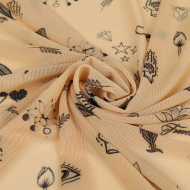 Сетка стрейч арт.TBY-908209 90г/м? с принтом тату 1 шир.150см цв.св.бежевый уп.1м