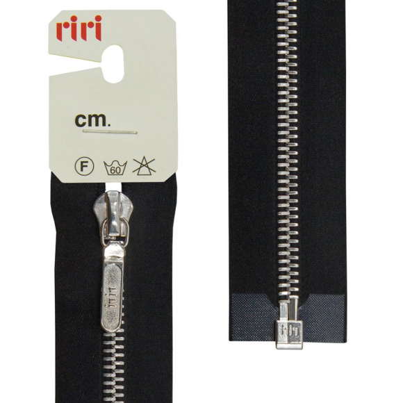 66131_Молния металл, Ni, разъёмная 1 замок, на атласной тесьме, 6 мм, 60 см, цвет 2110, черный