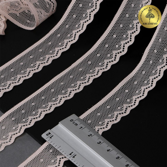 Кружево-стрейч KRUZHEVO арт.TBY.8028 шир.25мм цв.L168 серебристый пион уп.50м Кружево-стрейч KRUZHEVO арт.TBY.8028 шир.25мм цв.L168 серебристый пион уп.50м