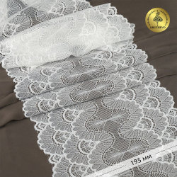 Кружево-стрейч KRUZHEVO арт.TBY.8034 шир.195мм цв.004 белый уп.18м