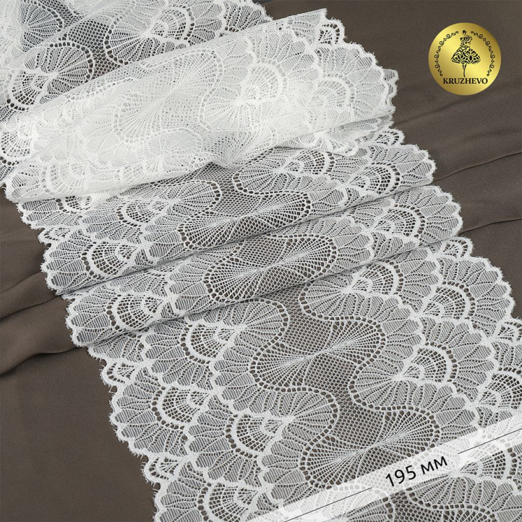 Кружево-стрейч KRUZHEVO арт.TBY.8034 шир.195мм цв.004 белый уп.18м