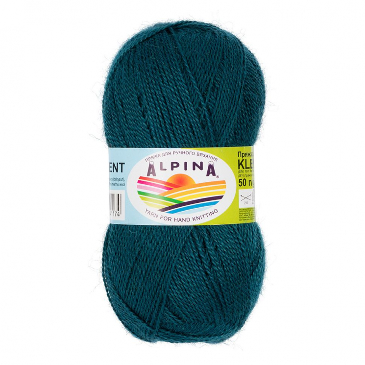 Пряжа ALPINA KLEMENT (80% альпака, 20% мериносовая шерсть) 4х50г/300м цв.37 сине-зеленый