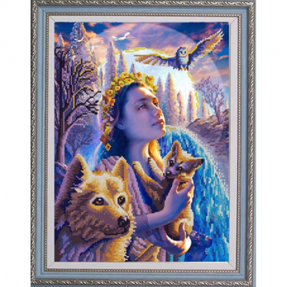 Рисунок на ткани (Бисер) КОНЁК арт. 9990 Восход в лесу 29х39 см