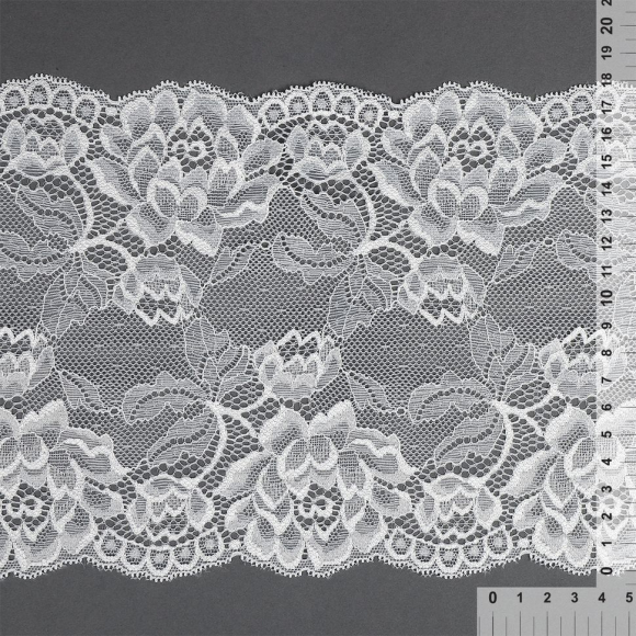 Кружево-стрейч KRUZHEVO арт.TBY.L838 шир.180мм цв.004 сумрачно-белый уп.25м