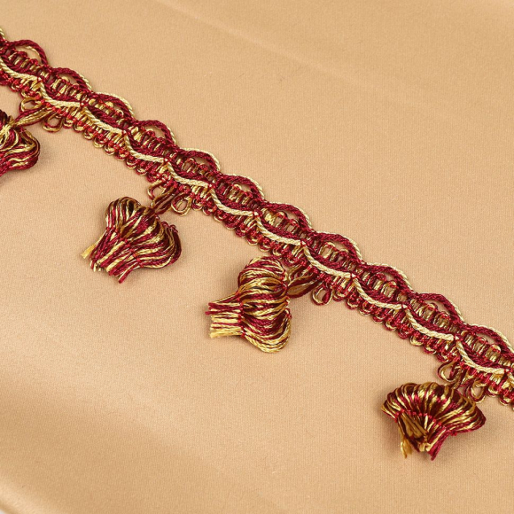 Бахрома для штор арт.6152-0333 шир.43мм цв.6399 винный+золото уп.10м