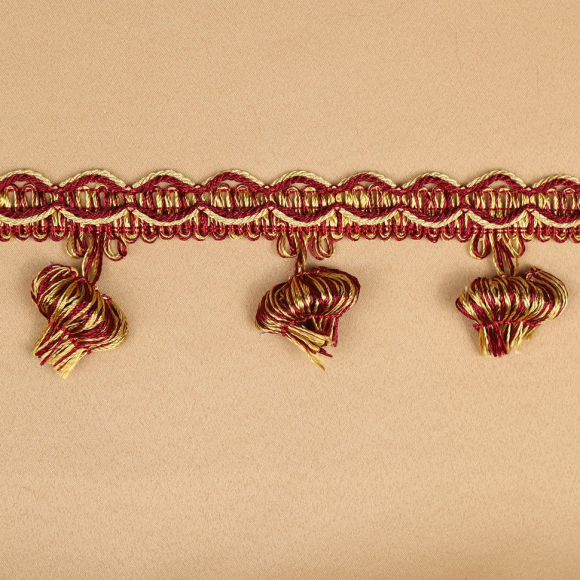 Бахрома для штор арт.6152-0333 шир.43мм цв.6399 винный+золото уп.10м
