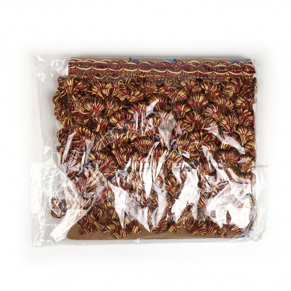 Бахрома для штор арт.6152-0333 шир.43мм цв.6399 винный+золото уп.10м