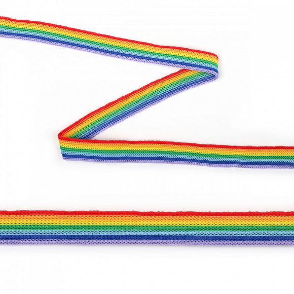 Тесьма TBY трикотажная Лампас KTS4515 шир.15мм цв.радуга уп.32м Тесьма TBY трикотажная Лампас KTS4515 шир.15мм цв.радуга уп.32м