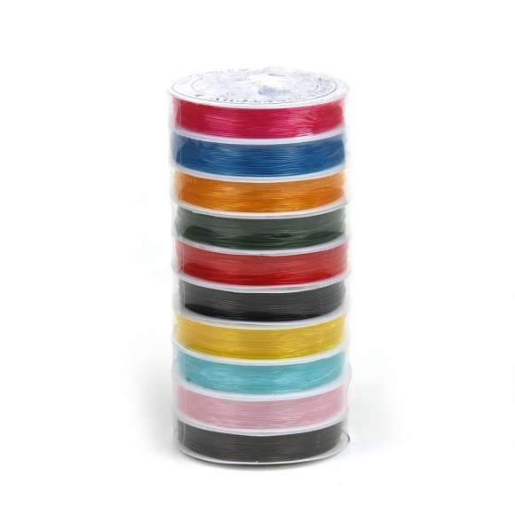 Нить силиконовая арт.ТВ 0215-1012 1мм цв.ассорти рул.10 рул (по 10м)
