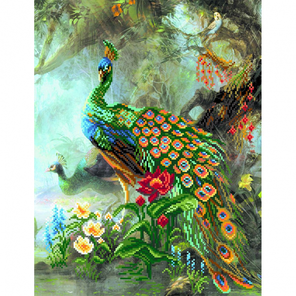 Рисунок на шелке МАТРЕНИН ПОСАД арт.37х49 - 4184 Павлины