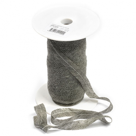 Лента Idealtex нитепрошивная клеевая по косой с нитью 15мм цв.серый арт.5715G рул.100м