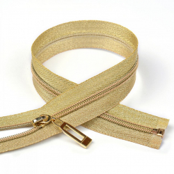 Молния MaxZipper спираль №5 декор. 70см тесьма св.золото уп.50шт