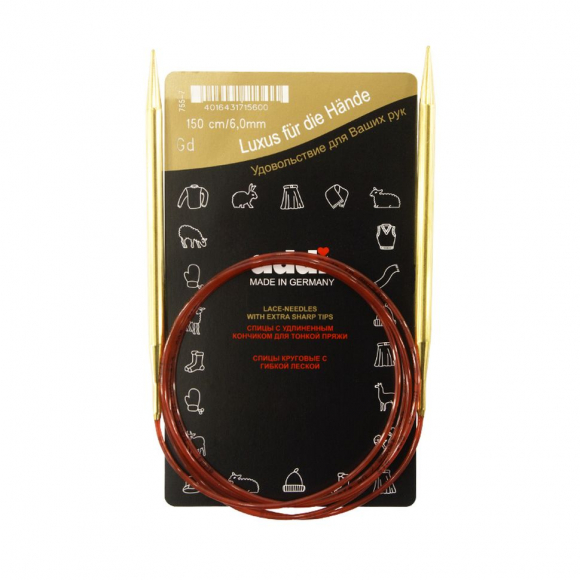 158253_Спицы круговые позолоченные с удлиненным кончиком, №6, 150 см