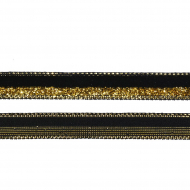 Лента бархатная арт.TBY.LB10GLD.07 нейлон шир.10мм цв.черный-золото уп.30м