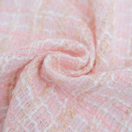 Ткань Твид Шанель 490 г кв.м 100% полиэстер шир.148 см арт.Р.35327.01 цв.01 розовый уп.25м Ткань Твид Шанель 490 г кв.м 100% полиэстер шир.148 см арт.Р.35327.01 цв.01 розовый уп.25м