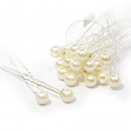 Шпильки арт.AVSH121 с бусинами 10 см цв.молочный уп.20 шт
