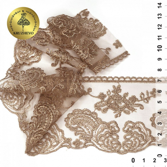 Кружево на сетке арт.TBY.BL.40467 шир.105мм цв.N4815 кофе уп.13,71м