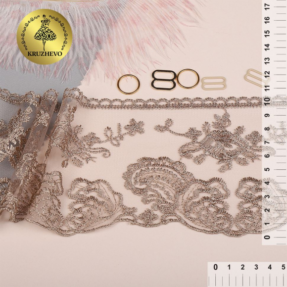 Кружево на сетке арт.TBY.BL.40467 шир.105мм цв.N4815 кофе уп.13,71м