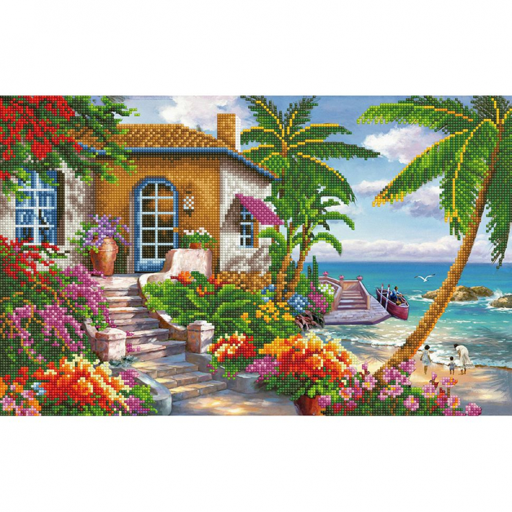 Кристальная мозаика на холсте ФРЕЯ арт.ALV-68 Райский уголок 35х56 см