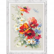 Набор для вышивания ЧУДЕСНАЯ ИГЛА арт.100-061 Маки и ромашки 28х39 см