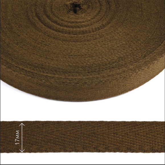 Тесьма киперная 17 мм хлопок 1,8г/см арт.12.2С-256К.17.007 цв.коричневый уп.50м