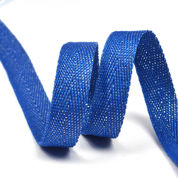 Тесьма киперная металлизированная 13 мм 90370 цв.т.василек с серебром уп.50м