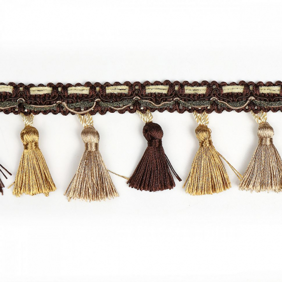 Бахрома для штор с кисточками арт.6152-0306 цв.6363 шир.70мм 100% ПЭ цв.золото уп.10м