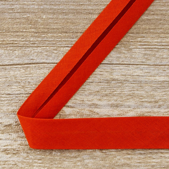 19581_Косая бейка хлопок/полиэстер 20 мм, 25 м, цвет 46, алый яркий