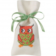 Набор для вышивания PERMIN арт.31-5142 Мешочек Розовая сова 6х12 см