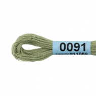 Нитки для вышивания Gamma мулине (0001-0206) 100% хлопок 24 x 8 м цв.0091 св.сер-зеленый