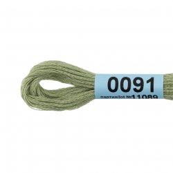 Нитки для вышивания Gamma мулине (0001-0206) 100% хлопок 24 x 8 м цв.0091 св.сер-зеленый