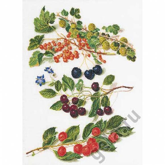 37603_Набор для вышивания "Вишни", канва лён 36 ct 37603_Набор для вышивания "Вишни", канва лён 36 ct