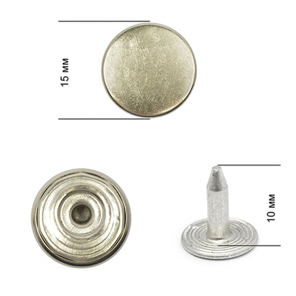 Пуговицы джинсовые New Star латунь гладкая - нестабильная 15мм цв. никель уп. 500шт