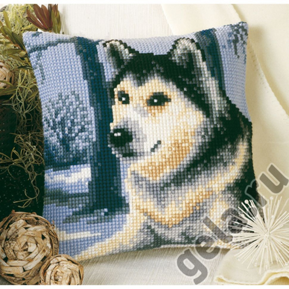 Набор для вышивания VERVACO арт.PN-0008775 Подушка Волк в лесу 40х40 см