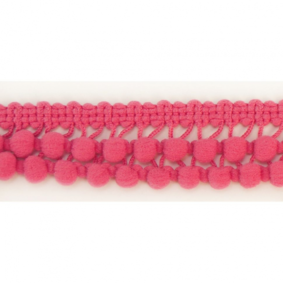 107249_Тесьма с помпонами двурядная, цвет темно-коралловый