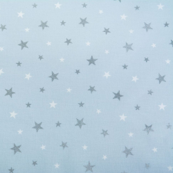 Ткань ранфорс с глитером Звездочки, арт.WH 20557-v06, 130г/м?,100% хлопок, шир.240см, цв.голубой/серебро, уп.10м