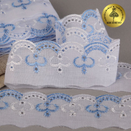 Кружево шитье арт.ТСВ-200Н шир.5см цв.101/182 голубой 100% п/э, уп.13,71м