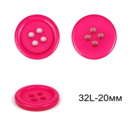 Пуговицы пластиковые C-TA203 цв.розовый неон 32L-20мм, 4 прокола, 36шт