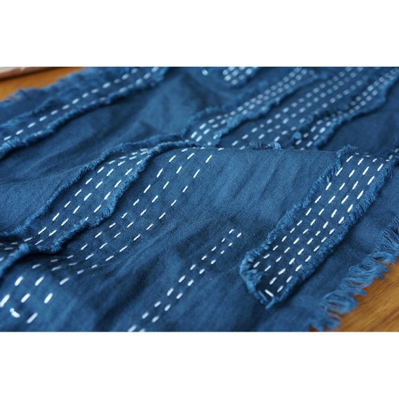 124925_Ткань для вышивки сашико, цвет темно-синий