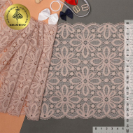 Кружево-стрейч KRUZHEVO арт.TBY 8026 шир.180мм цв.168 серебристый пион уп.10м