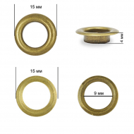 Люверсы сталь TBY.2091 №24 (? 9мм, h 4мм) цв. антик уп. 500шт